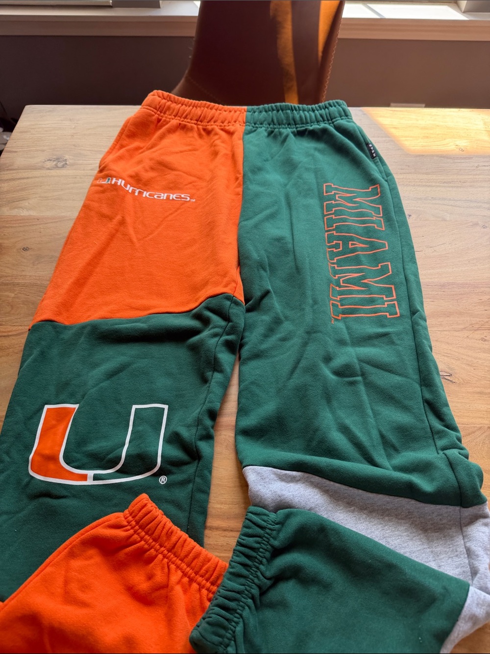 Miami Hurricanes Fleece Sweatpants - Green & Orange